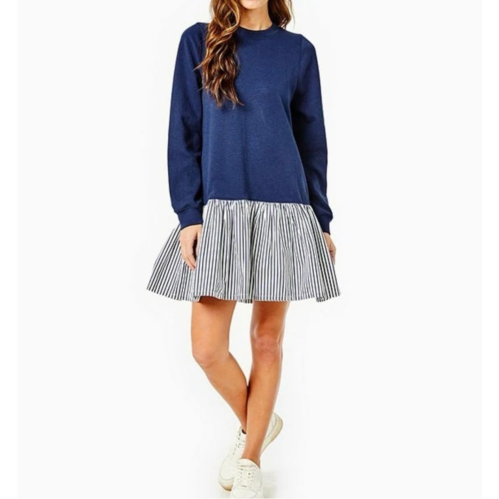 New Addison Bay Long Sleeve Dropwaist Swing Sweatshirt Dress